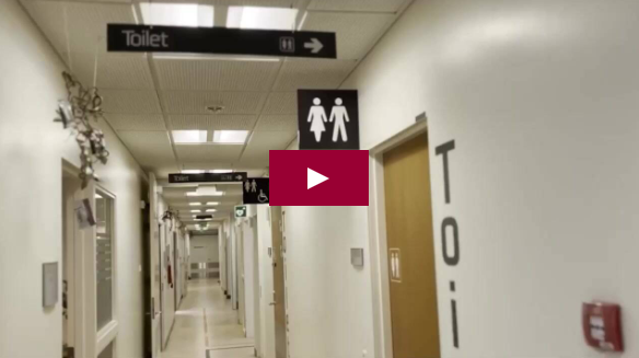 Se en video der viser vejen til afdelingens reception, samtalerum og toilet